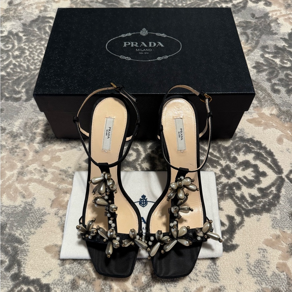 Prada Satin Beaded Stiletto